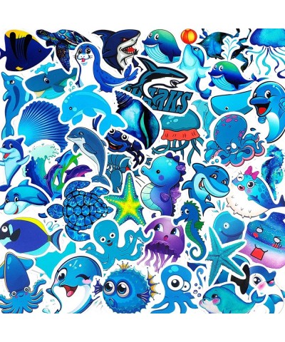 50pcs Ocean Animals Stickers for Kids Teens Party Favors Sea Turtle Shark Dolphin Waterproof Stickers for Water Bottles Skate...