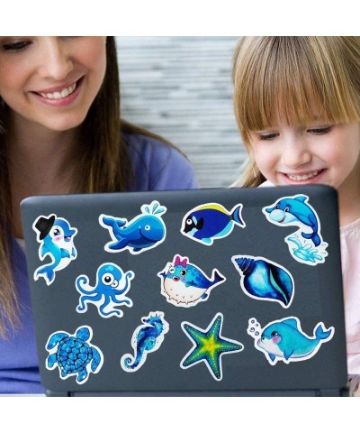 50pcs Ocean Animals Stickers for Kids Teens Party Favors Sea Turtle Shark Dolphin Waterproof Stickers for Water Bottles Skate...