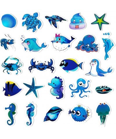 50pcs Ocean Animals Stickers for Kids Teens Party Favors Sea Turtle Shark Dolphin Waterproof Stickers for Water Bottles Skate...