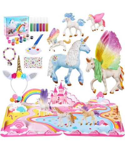 Unicorn Painting Kit for Kids DIY 8 Unicorn Figurines Arts and Crafts Drawing Toy with 3D Castle Play Mat for Kids Age 4-8 Un...