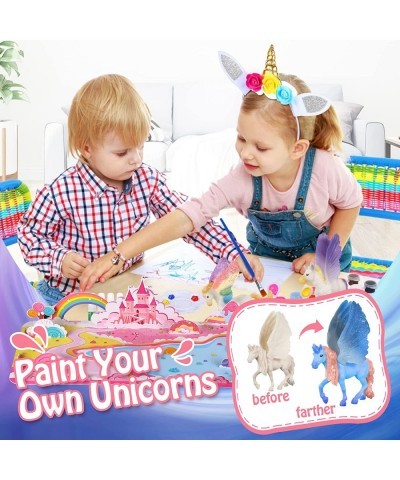 Unicorn Painting Kit for Kids DIY 8 Unicorn Figurines Arts and Crafts Drawing Toy with 3D Castle Play Mat for Kids Age 4-8 Un...