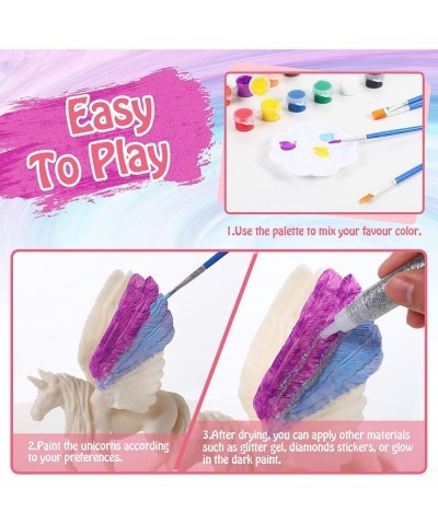 Unicorn Painting Kit for Kids DIY 8 Unicorn Figurines Arts and Crafts Drawing Toy with 3D Castle Play Mat for Kids Age 4-8 Un...