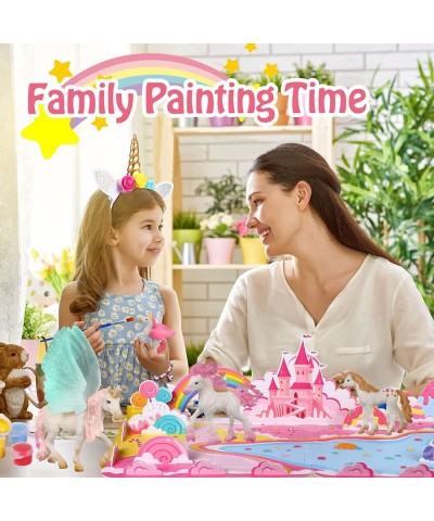 Unicorn Painting Kit for Kids DIY 8 Unicorn Figurines Arts and Crafts Drawing Toy with 3D Castle Play Mat for Kids Age 4-8 Un...