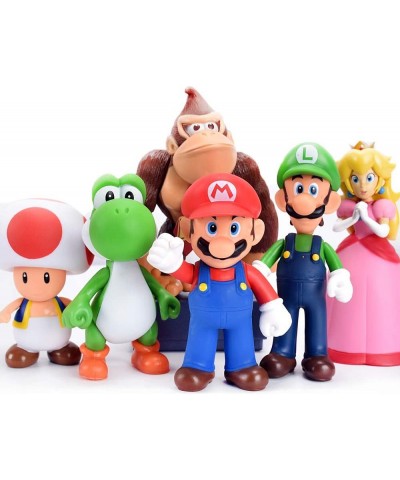 6pcs/Set Super Mario Figures Children’s Toy - Mario & Luigi Figurines – Yoshi & Mario Bros Action Figures Mario PVC Toy Figur...