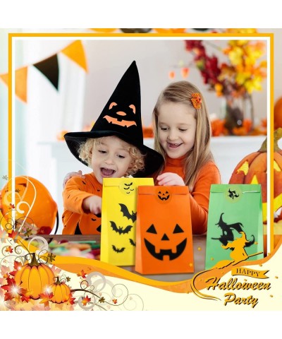 Halloween Treats Bags Party Favors 48 Pcs Kids Halloween Candy Bags Pumpkin Paper Bags with 48 Stickers 6 Styles 7.09 x 3.94 ...