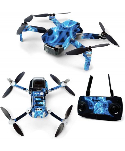 MightySkins Skin for DJI Mavic Mini Portable Drone Quadcopter - Blue Flames | Protective Durable and Unique Vinyl Decal wrap ...