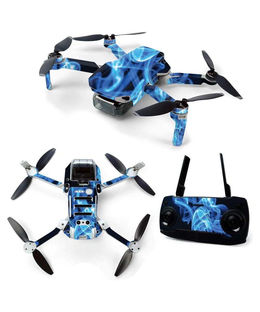 MightySkins Skin for DJI Mavic Mini Portable Drone Quadcopter - Blue Flames | Protective Durable and Unique Vinyl Decal wrap ...