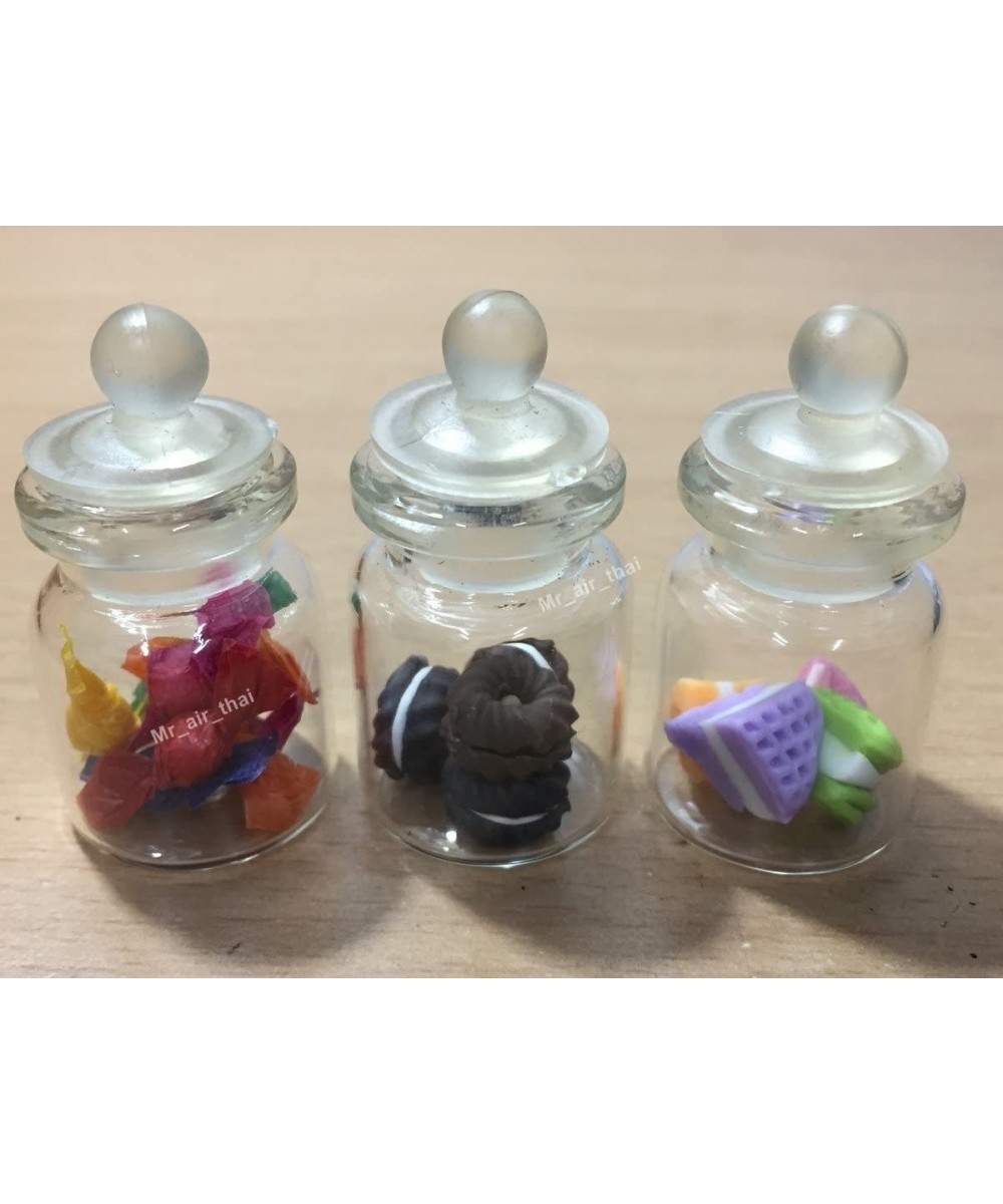 3pc Miniature Cake Food Chocolate Cookie Dollhouse Donut Candy Bread in Clear Glass Mini Bottle fruit Food MF062 $18.10 Dollh...