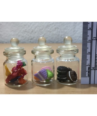 3pc Miniature Cake Food Chocolate Cookie Dollhouse Donut Candy Bread in Clear Glass Mini Bottle fruit Food MF062 $18.10 Dollh...