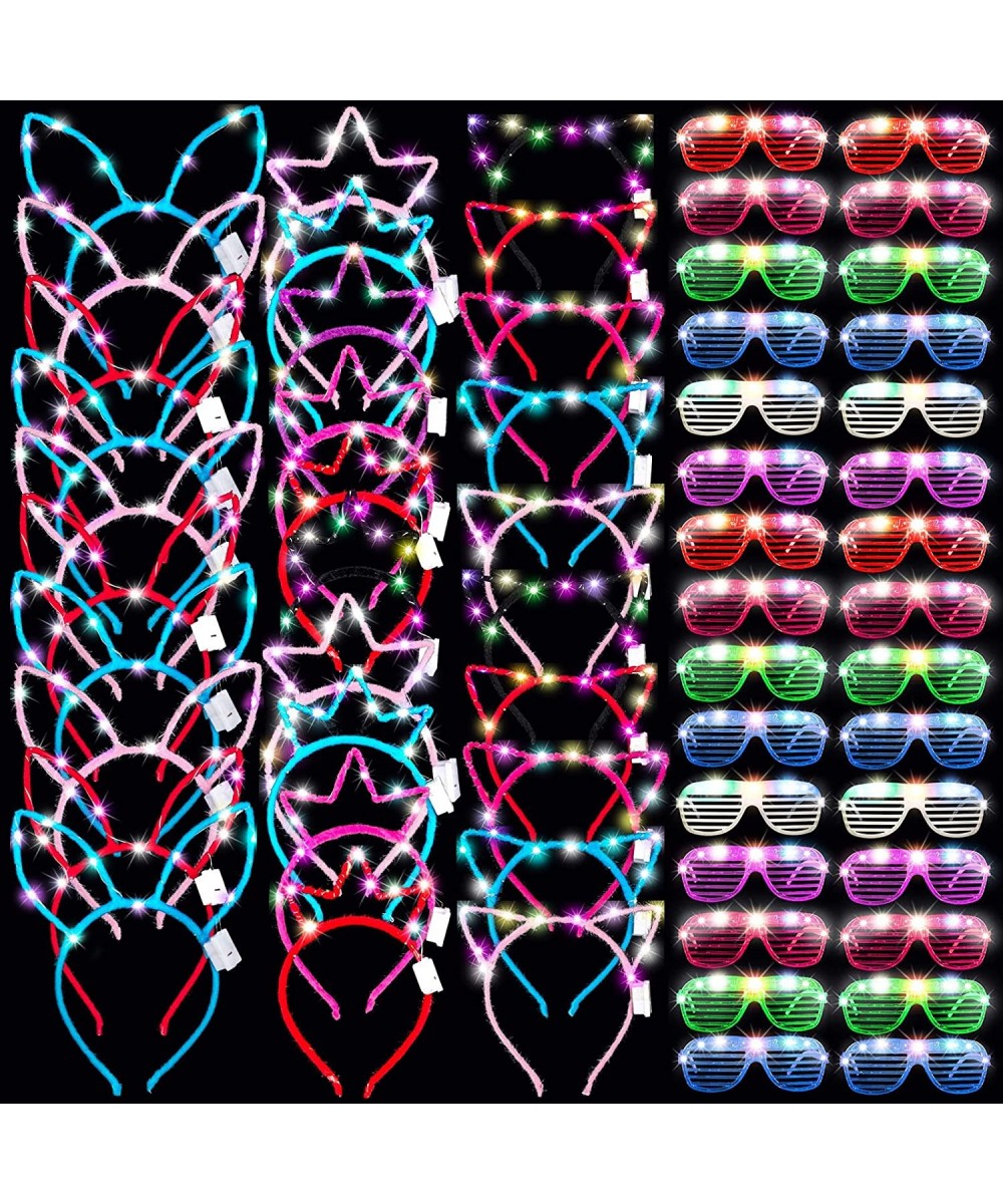 LED Light Up Glasses Luminous Led Headband Set LED Cat Ear Headband Bunny Ears Headband Crown Headband Colorful Glowing Sungl...