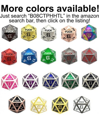 Metal D20 F*** Dice Critical Fail F 20 Sided Die Set DND Black Copper Brass Steampunk Gunmetal Color Number for Role Playing ...