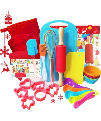 Kids Baking Set Real Cooking Kit Supplies with Kids Apron Chef Hat Oven Mitt Recipes and Kitchen Accessories Tools for Toddle...