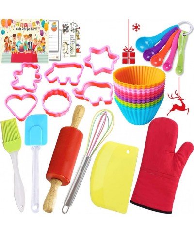 Kids Baking Set Real Cooking Kit Supplies with Kids Apron Chef Hat Oven Mitt Recipes and Kitchen Accessories Tools for Toddle...