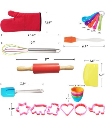 Kids Baking Set Real Cooking Kit Supplies with Kids Apron Chef Hat Oven Mitt Recipes and Kitchen Accessories Tools for Toddle...