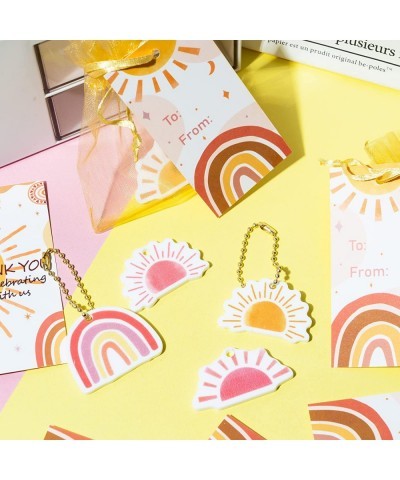 24 Sets Rainbow Boho Sun Party Favors- Thank You Kraft Tags Acrylic Keychains Organza Bag Bohemia Retro Hippie Sunshine Party...