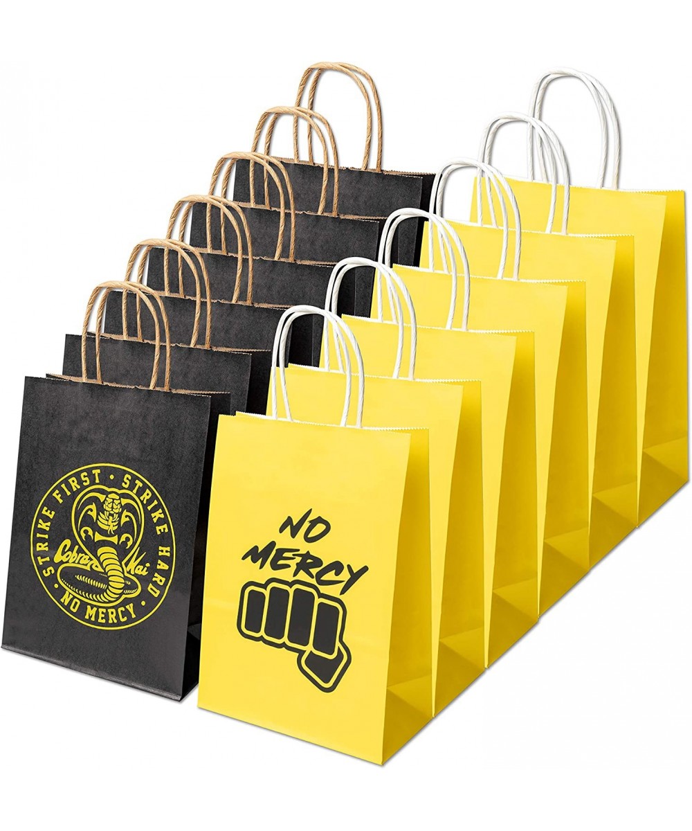 12 Pack karate Taekwondo Party Favor Bag with Handles Yellow Black Kraft Paper Bag Recyclable Goodies Candy Gift Bags for kid...