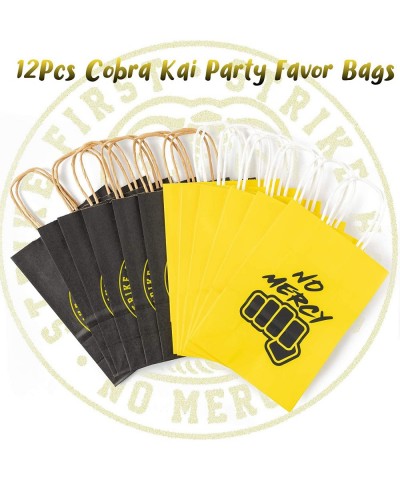 12 Pack karate Taekwondo Party Favor Bag with Handles Yellow Black Kraft Paper Bag Recyclable Goodies Candy Gift Bags for kid...