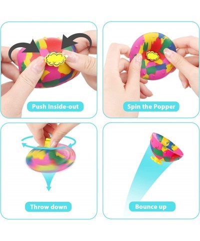 4 Pcs Bouncing Bowl Fidget Toys Creative Camouflage Bounce Bowl Hip Hop Jumping Bounce Fidget Toy Rubber Spinning Bounce Ball...