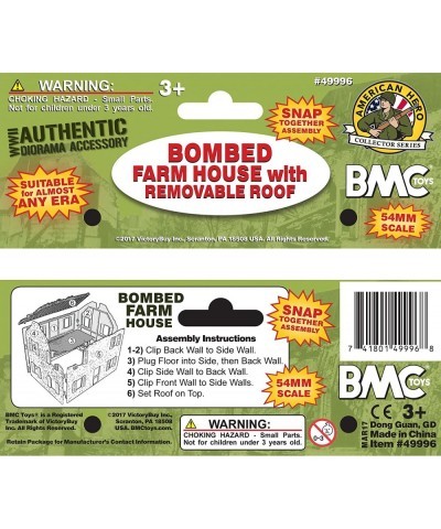 BMC WW2 Bombed French Farm House - Plastic Army Men Playset Accessory $23.77 Play Figure Playsets