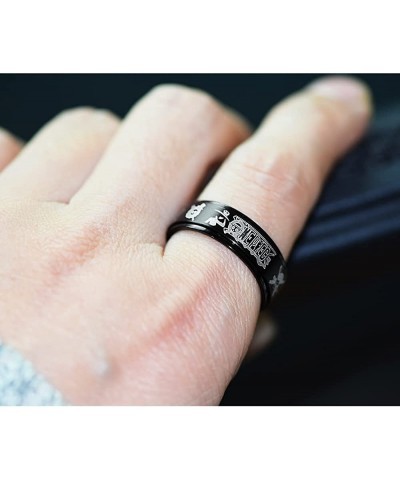 Black Stainless Steel One Piece Ring Anime Rings for Men Luffy Anime Band Ring for Boys 8MM Anime Jewelry Merchandise $25.12 ...