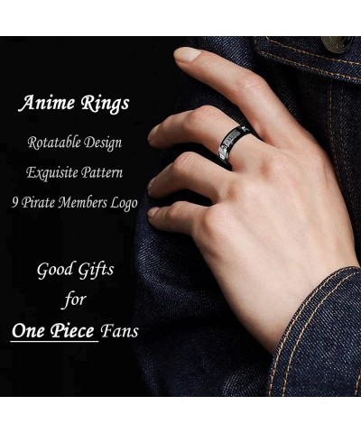 Black Stainless Steel One Piece Ring Anime Rings for Men Luffy Anime Band Ring for Boys 8MM Anime Jewelry Merchandise $25.12 ...