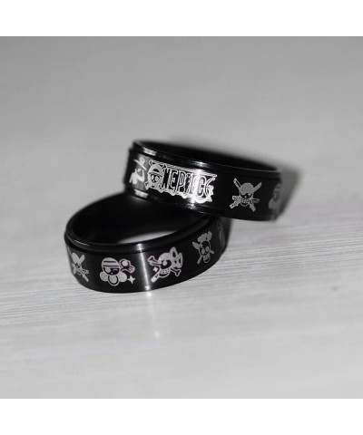 Black Stainless Steel One Piece Ring Anime Rings for Men Luffy Anime Band Ring for Boys 8MM Anime Jewelry Merchandise $25.12 ...