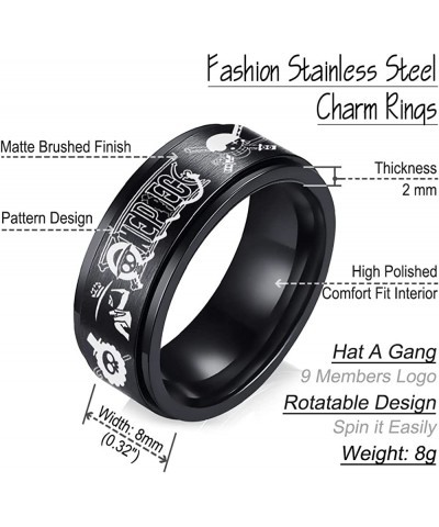 Black Stainless Steel One Piece Ring Anime Rings for Men Luffy Anime Band Ring for Boys 8MM Anime Jewelry Merchandise $25.12 ...