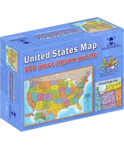 USA Map Jigsaw Puzzle 500 Piece Jigsaw Puzzle 24"x36" Blue Ocean $40.19 Jigsaw Puzzles