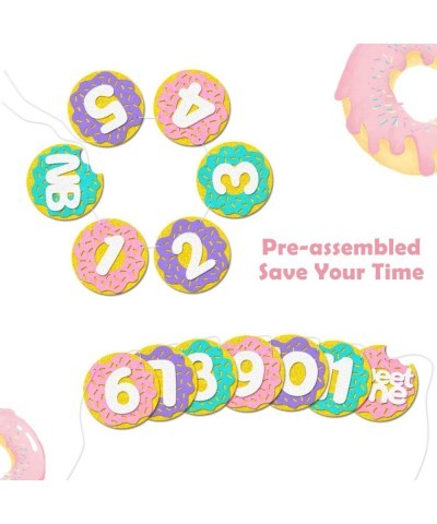 Donut Baby First Birthday Photo Banner Glitter Sweet One Doughnut Sprinkles Kids Monthly Milestone Photo Props Cake Smash Ide...