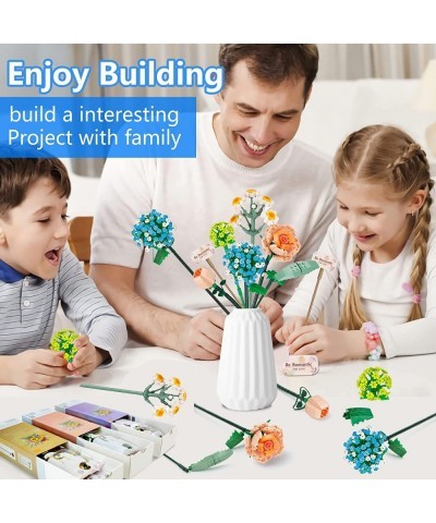 Flowers Bouquet Building Kit Artificial Flower Blocks Set Toy for Adults Creative Botanical Collection for Home Decor Birthda...