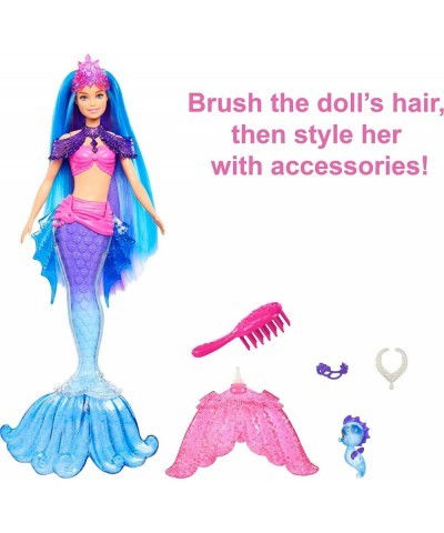 Mermaid Malibu Doll with Seahorse Pet and Accessories Mermaid Toys with Interchangeable Fins $22.08 Dolls