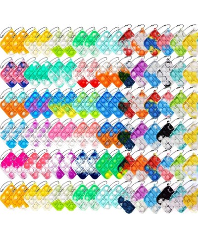 80 pcs Random Color Mini Squeeze Pop Bubble Fidget Sensory Toys Mini Keychain Wrap Small Relieve Anxiety Stress Toy Pop Bulk ...