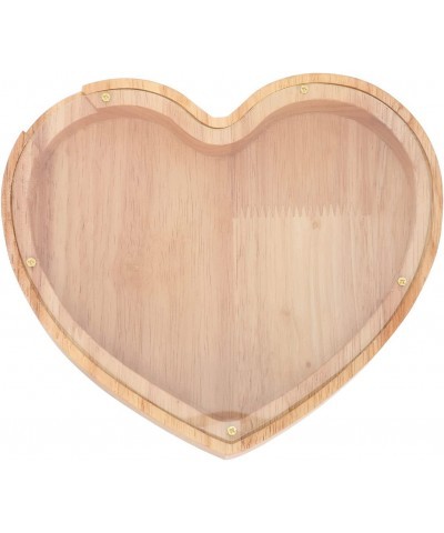 Wooden Piggy Bank Heart Shaped Coin Bank Wooden Money Box Frame Wood Toys Money Saving Bank for Mothers Day Birthday Gift Bro...