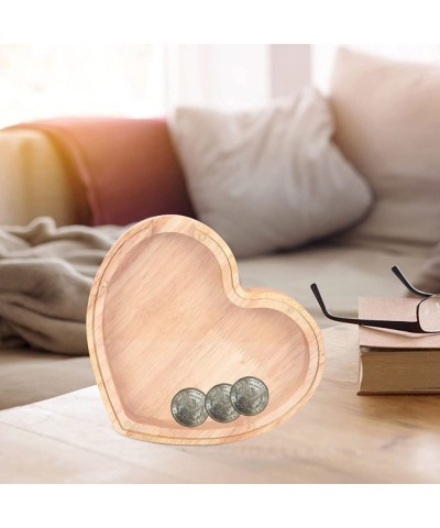 Wooden Piggy Bank Heart Shaped Coin Bank Wooden Money Box Frame Wood Toys Money Saving Bank for Mothers Day Birthday Gift Bro...