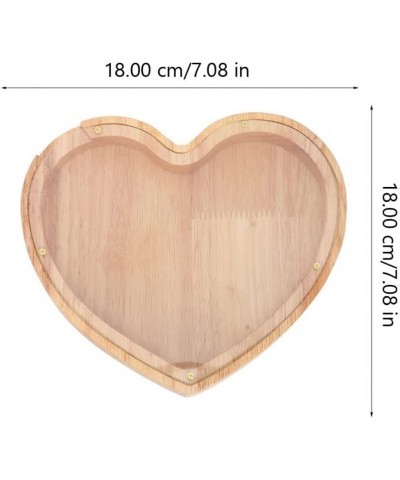 Wooden Piggy Bank Heart Shaped Coin Bank Wooden Money Box Frame Wood Toys Money Saving Bank for Mothers Day Birthday Gift Bro...