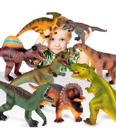 8PCS Large Dinosaur Toys for Kids 3-7 Soft Jurassic Dinosaur Toys Include T-Rex Velociraptor Giganotosaurus for Boys Toddlers...