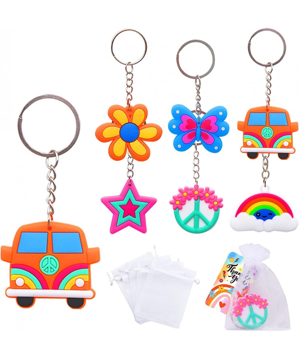 72 Pcs Groovy Party Favor With Boho Keychain Thank You Tags White Bags Spring Summer Party Gifts Bag Decor Hobo Wedding Party...