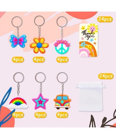 72 Pcs Groovy Party Favor With Boho Keychain Thank You Tags White Bags Spring Summer Party Gifts Bag Decor Hobo Wedding Party...