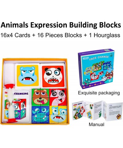 Wooden Expressions Matching Block Puzzle Face-Changing Magic Cube Building Matching Game Logical Thinking Training Brain Mont...