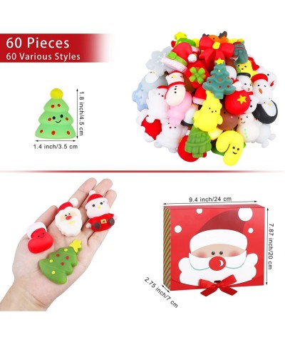 60 Pieces Christmas Mochi Squishy Toys Christmas Party Favors Kawaii Animal Squishies with Exquisite Box Christmas Goodie Bag...