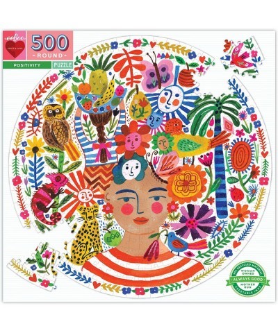 eeBoo: Piece and Love Positivity 500 Piece Round Circle Jigsaw Puzzle High-Quality Puzzle for Adults and Families Glossy Stur...