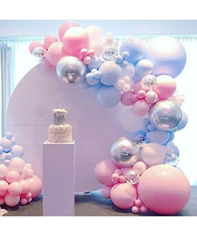 Princess Pink and Blue Balloon Arch Garland Kit-134Pcs Macaron Pink Balloon Blue Balloon Silver Chrome Balloon for Girl's Bir...