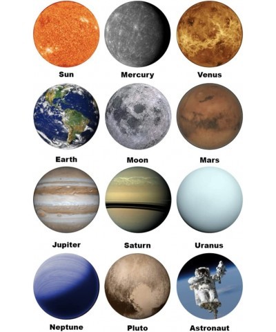 Planet Stickers for Kids 1.5 inch 300pcs 12 Design Waterproof Solar System Stickers Planet Stickers Space Sticker for Station...