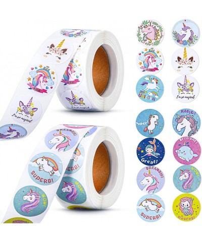 1000 Pieces Cute Unicorn Stickers Roll Unicorn Labels Stickers Round Self Adhesive Envelopes Tag Seals Decals for Easter Unic...