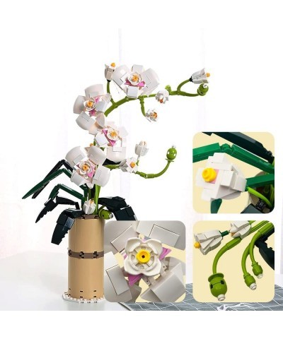 Flower Bouquet Building Kit Orchid Bonsai Creative Construction Project Botanical Collection-Contains Vase DIY Building Block...