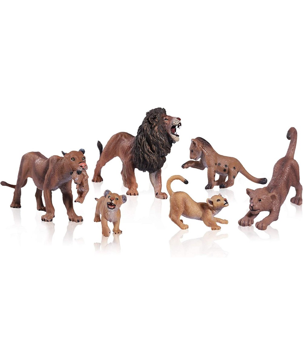 Animal Figures - 6pcs Realistic Lion Toy - Plastic Lions Action Model - Wild Animal Figures Educational Forest Farm Toys - Cu...