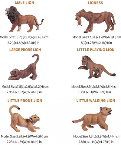 Animal Figures - 6pcs Realistic Lion Toy - Plastic Lions Action Model - Wild Animal Figures Educational Forest Farm Toys - Cu...