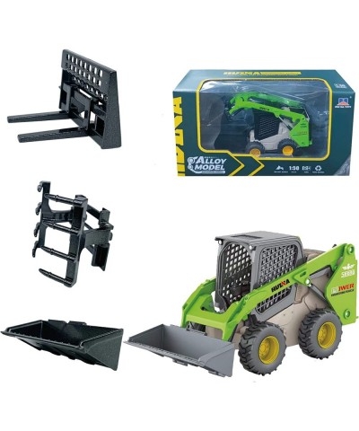 Construction Truck 3 in 1 Skid Steer Loader with Metal Forklift and Grab Shovel Construction Vehicle 1/50 Scale Alloy Wheeled...