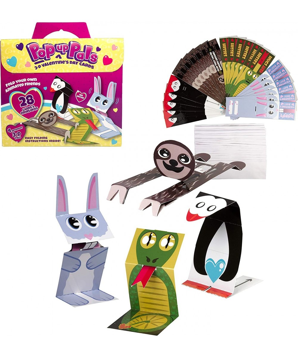 Valentine's Day Pop-Up Pals 3D Animated Cards (28 Pack+Envelopes) - Includes 4 Unique Foldable Animal Valentines w Fun Movabl...