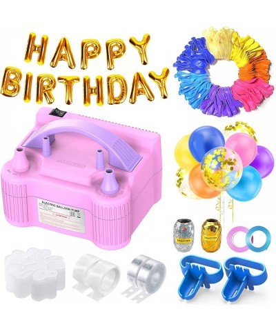 Balloon Pump Set Electric Balloon Pump Air Pump for Different Color Balloons HAPPY BIRTHDAY Balloons Flower Clips Colored Rib...